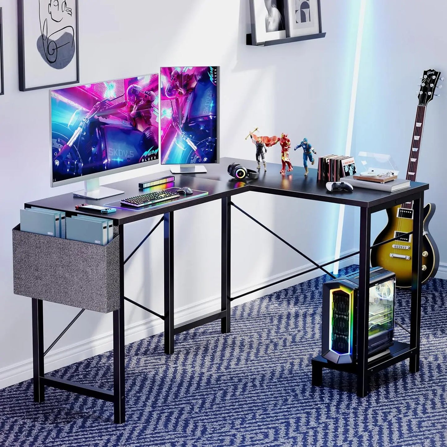 L Shaped Computer Desk Corner Gaming Desk with CPU Stand for Home Office