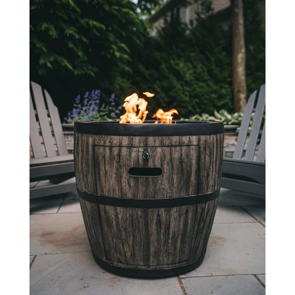 27 Inch Outdoor Wine Barrel Gas Fire Pit for Patios Cafes Model FP0121-P
