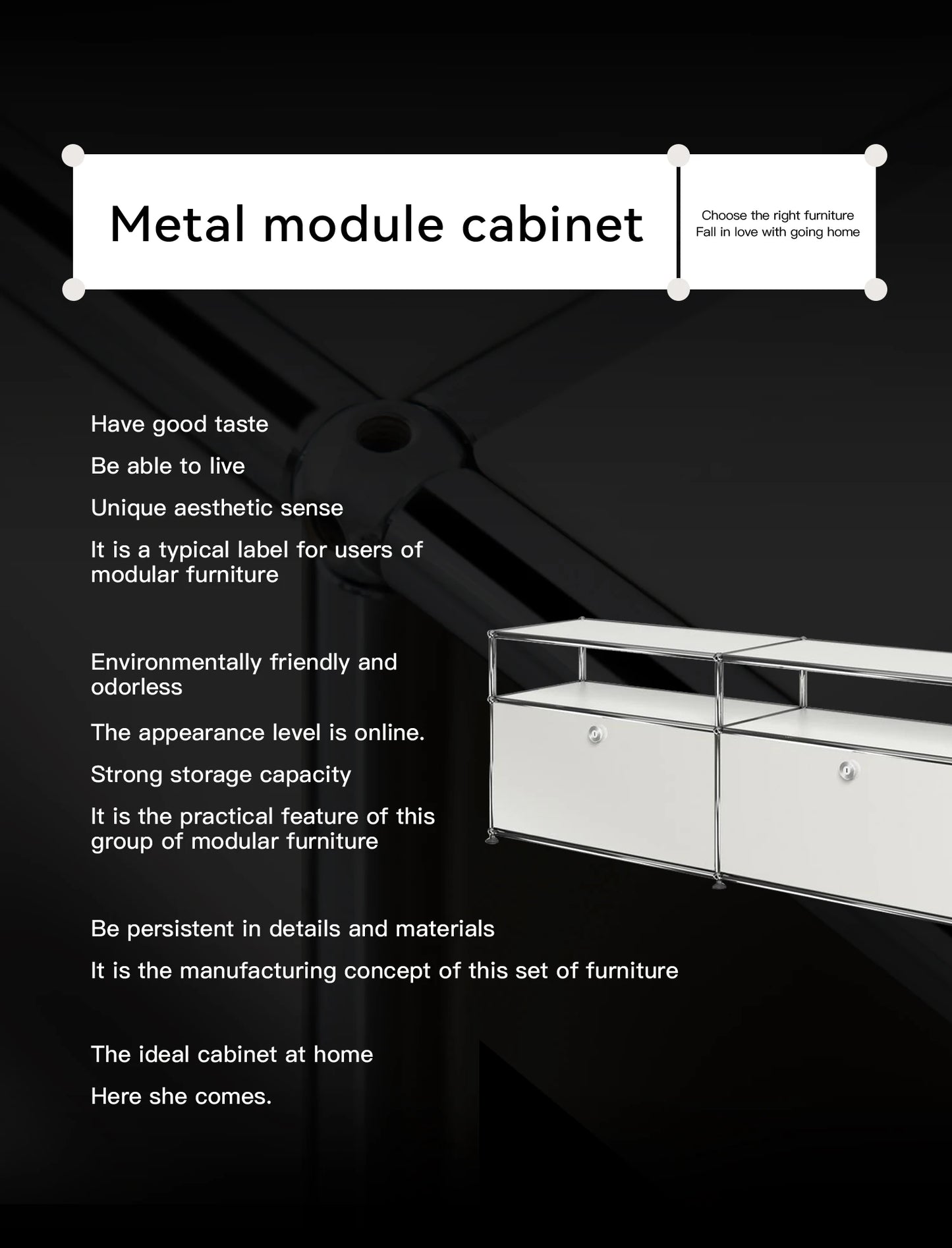 Modern Stainless Steel Storage Cabinet Sideboard for Bedroom Living Room