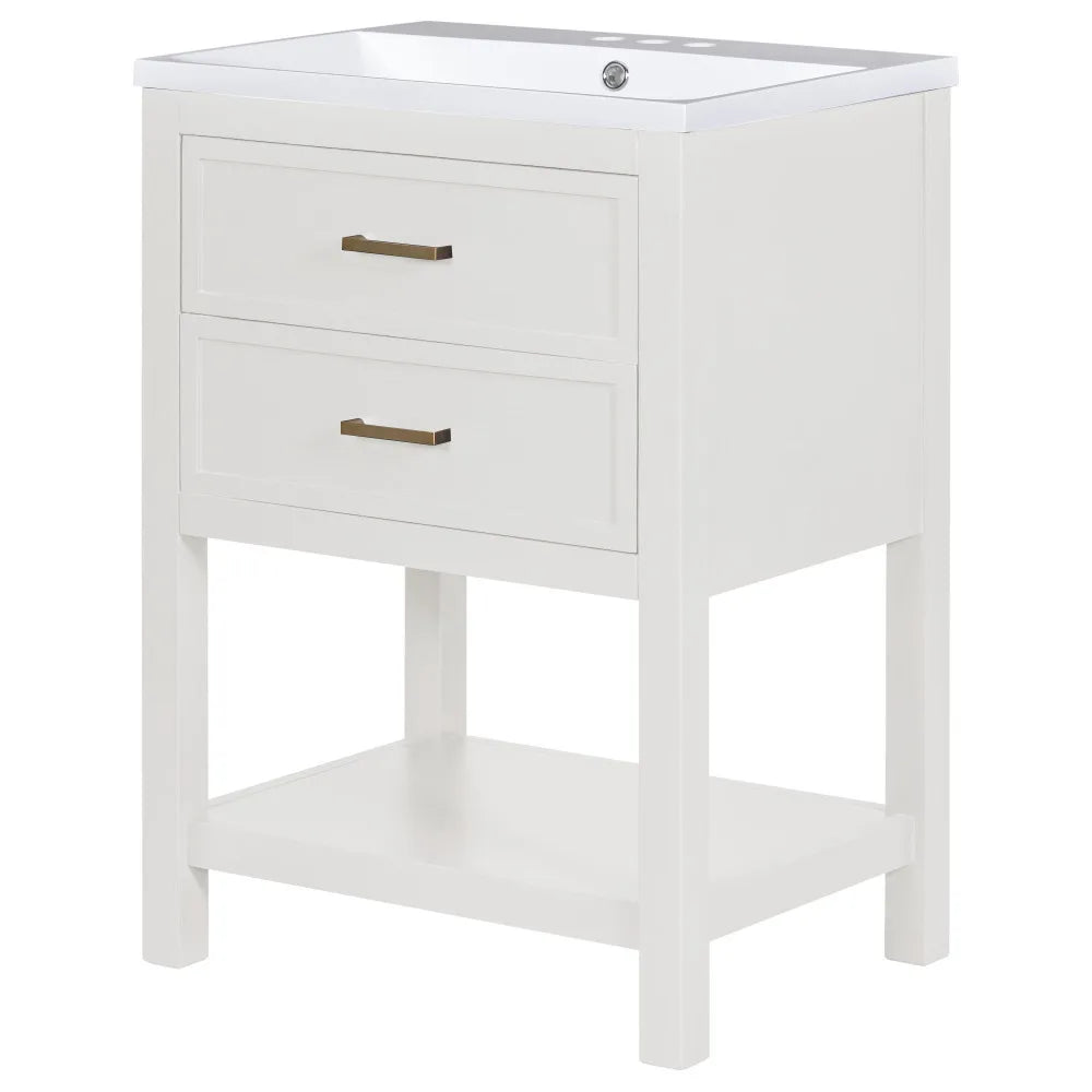 24 Inch Bathroom Vanity Modern Storage Cabinet with Sink and Drawers