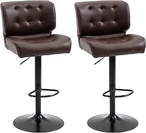 Bar Height Swivel Stools Set of 2 Adjustable Padded Cushions Metal Base