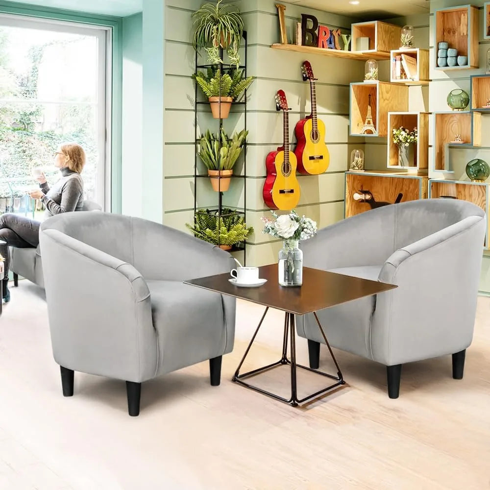 Living Room Velvet Accent Barrel Chair with Armrest for Bedroom