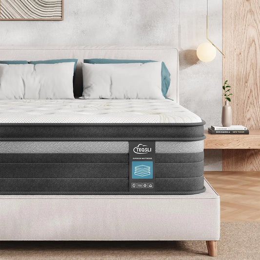 Ljustra Queen Size 10 Inch Gel Memory Foam Hybrid Mattress for Back Pain Relief