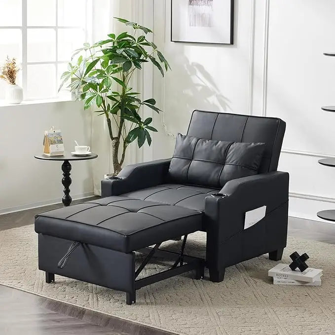 Sleeper Chair Convertible Sofa Bed with USB Ports Adjustable 3-in-1