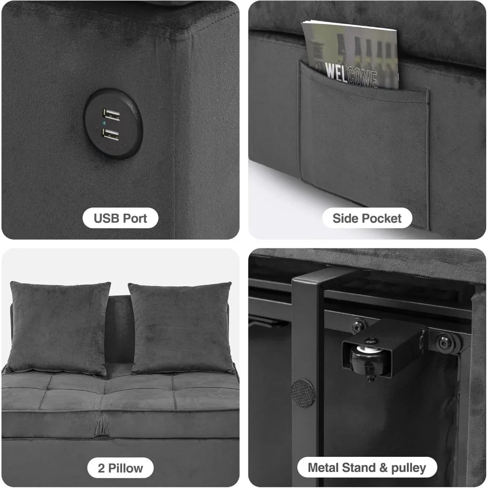 Ljustra 4-in-1 Convertible Sofa Bed Loveseat Sleeper Chair Couch