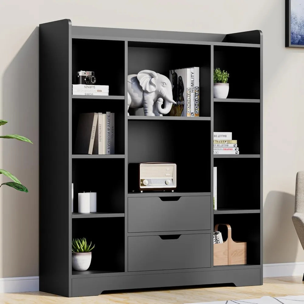 Kids Bookshelf Toy Storage Organizer 4-Tier Bookcase with Drawers
