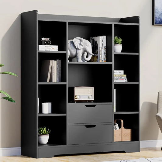 Kids Bookshelf Toy Storage Organizer 4-Tier Bookcase with Drawers