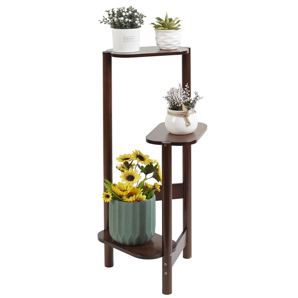 3-Tier Bamboo Plant Stand Indoor Corner Shelf Display Rack