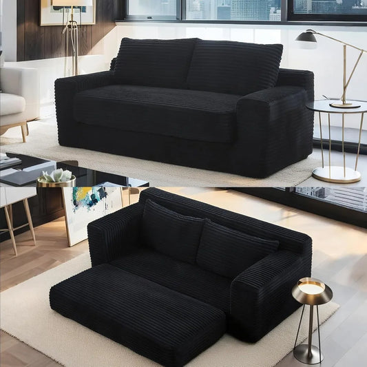 Luxury Loveseat Sofa Bed Convertible Corduroy Memory Foam Compact