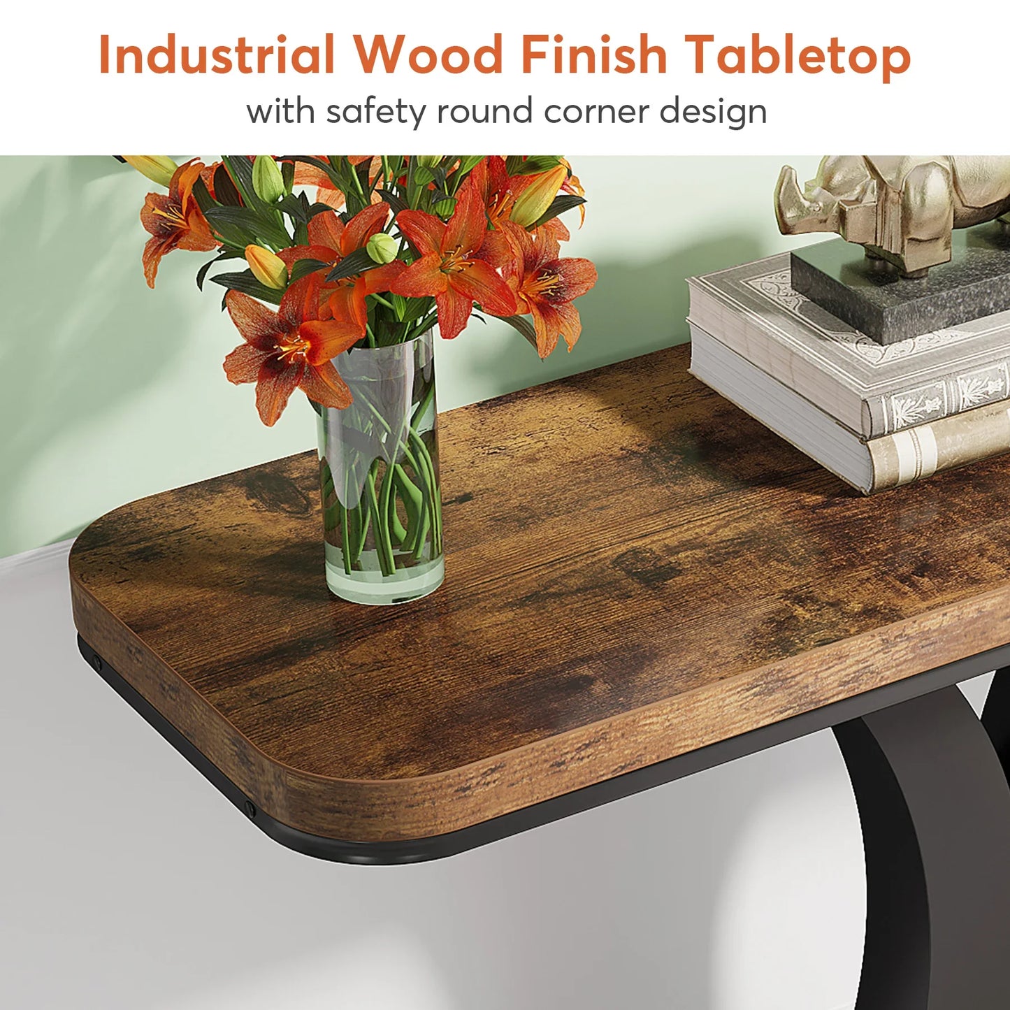 Ljustra Industrial Console Table 40 Inch Narrow Entryway Foyer Accent