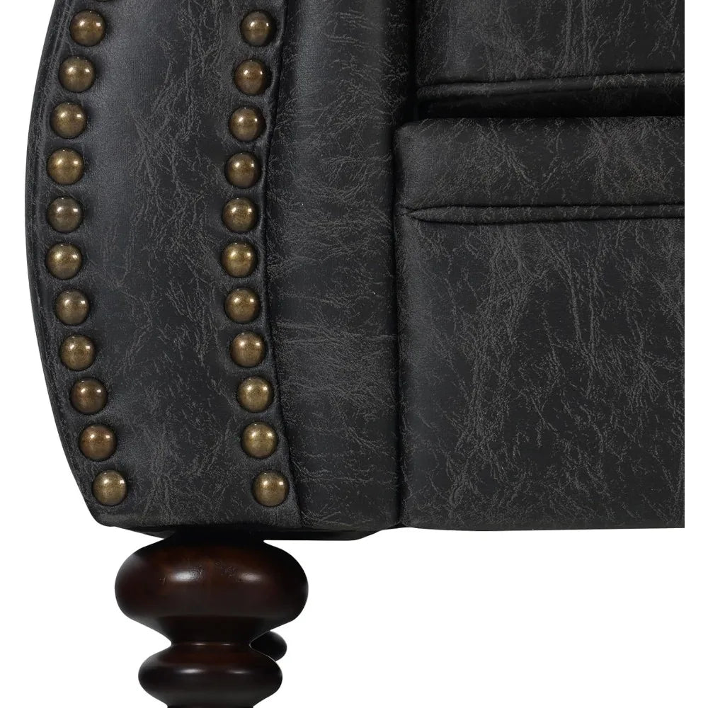 Mid Century Modern Single Sofa Rivet Design Comfortable Couch