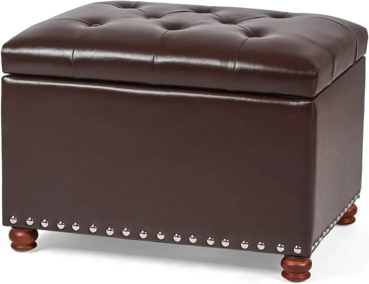 24 Inch Rectangle Lift Top Storage Ottoman Bench Velvet Tufted Stool