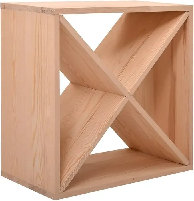 Wine Rack Wooden Countertop Storage Cube Freestanding Holder for 24 Bottles