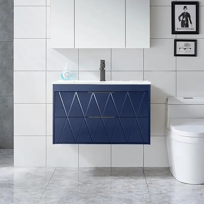 30 Inch Bathroom Vanity Cabinet Sink Combo Wall Mounted Floating Storage