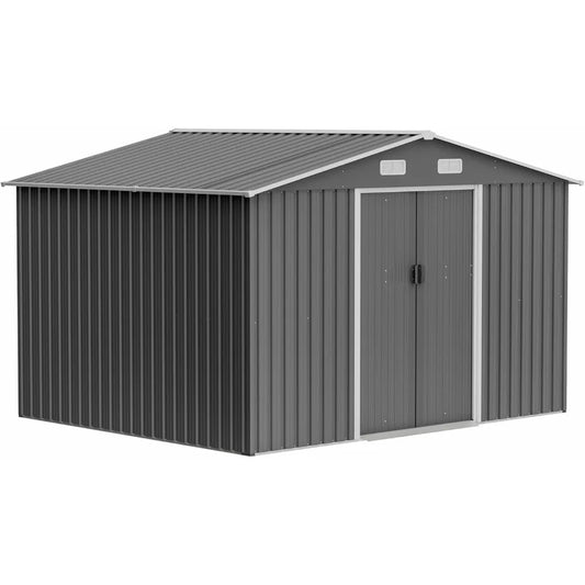10X8 FT Outdoor Storage Shed Metal Tool Storage with Lockable Doors