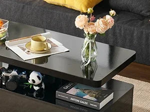 Modern LED Coffee Table 40 Inch Double Layer Stylish Living Room Table