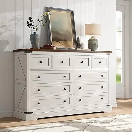 10 Drawer Dresser Farmhouse Modern Storage Chest Wide TV Stand