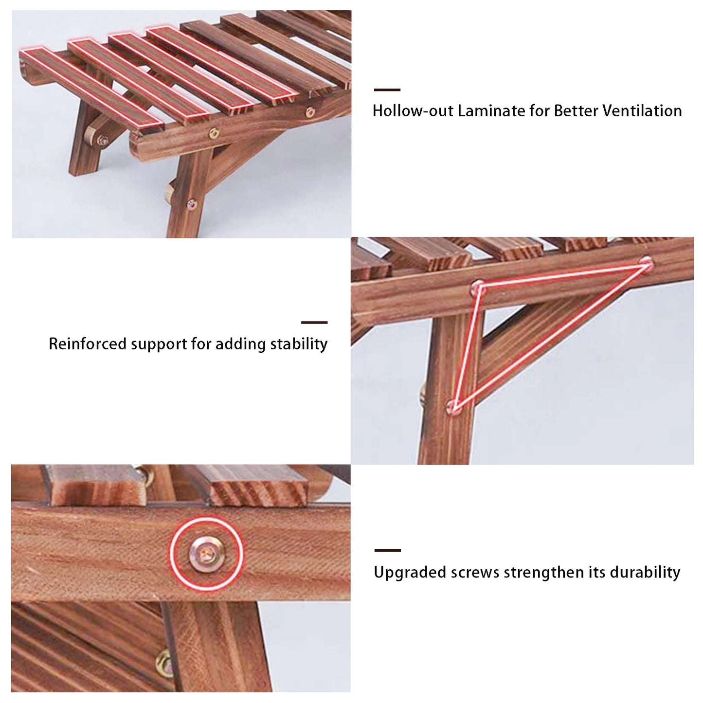 Large 3 Tier Step Plant Stand Wood Ladder Shelf Indoor Outdoor Display