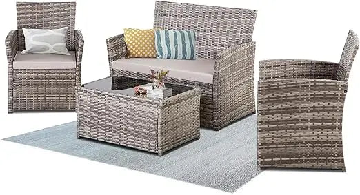 Modular Wicker Outdoor Sectional Sofa Set Patio Furniture Conversation Set