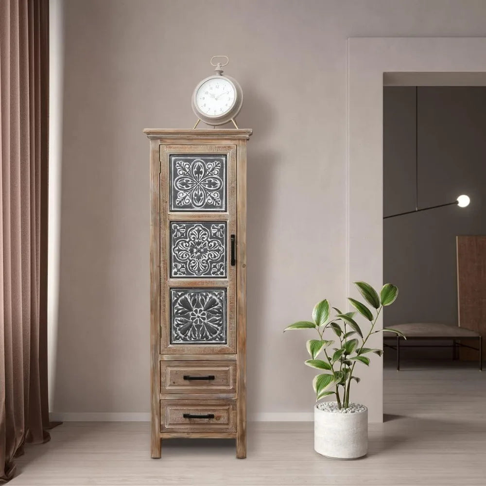 Rustic Tall Storage Cabinet Sideboard Buffet Home Decor Organizer