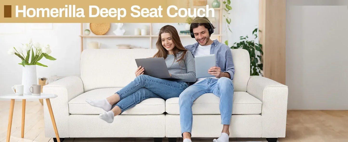 Ljustra Modern Plush Chenille Loveseat Sofa 88.58" Living Room Couch