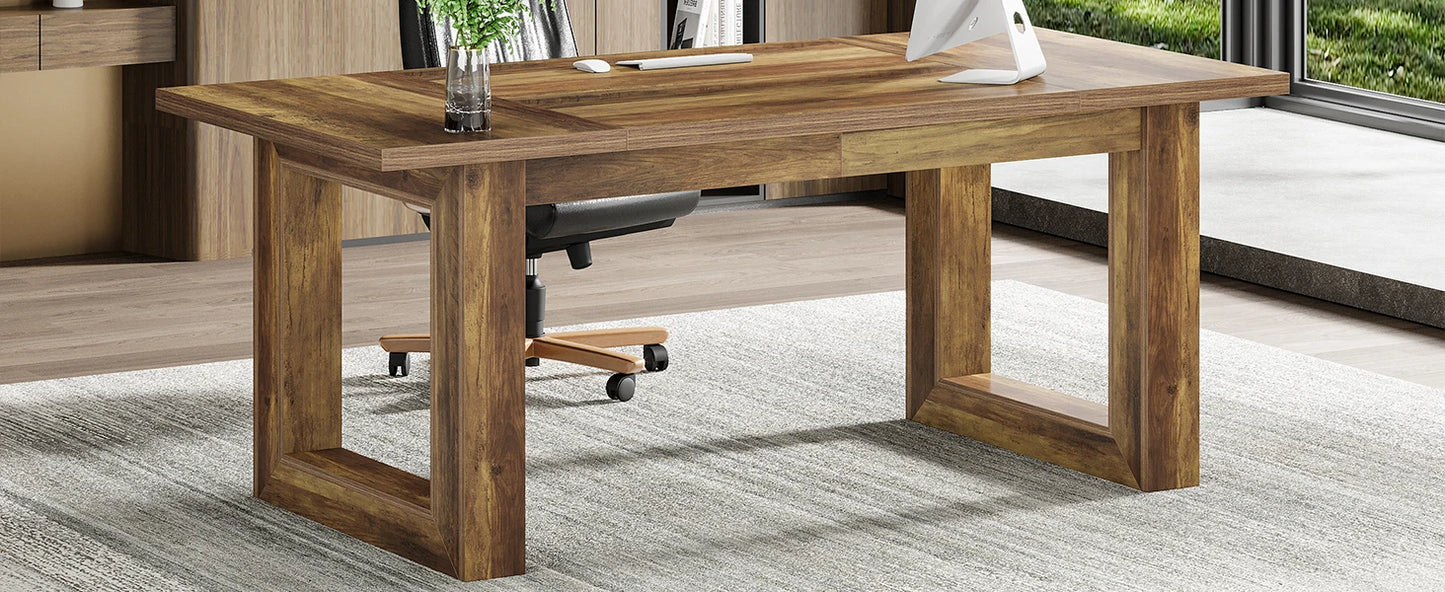 Modern L-Shaped Executive Desk with Drawers and File Cabinet Office