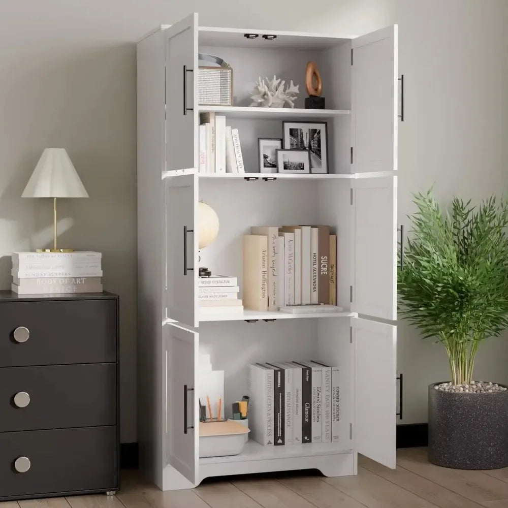 68.5 Inch Kitchen Pantry Cabinet Tall Storage 6 Doors Adjustable Shelves