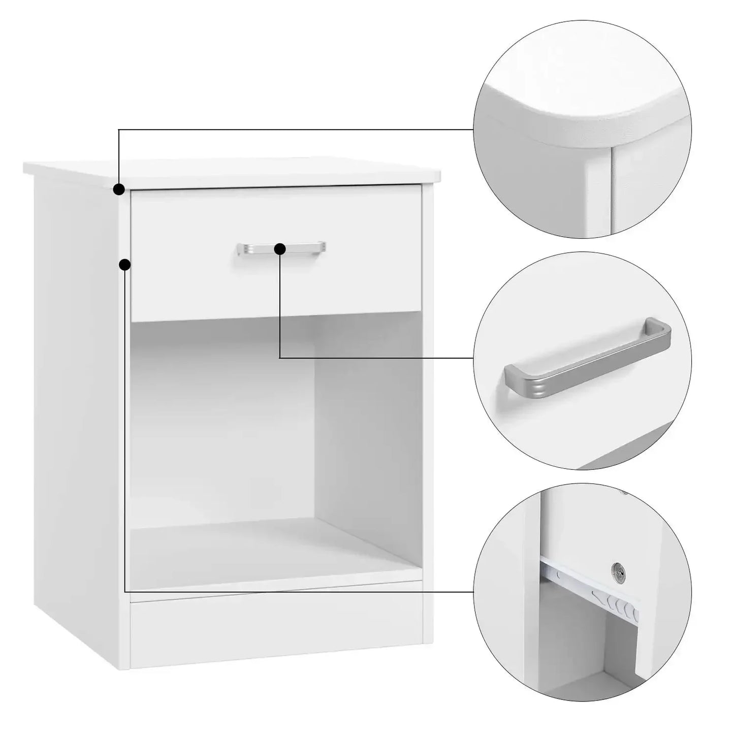 2 Tier Nightstand with Drawer Modern End Table for Bedroom Living Room