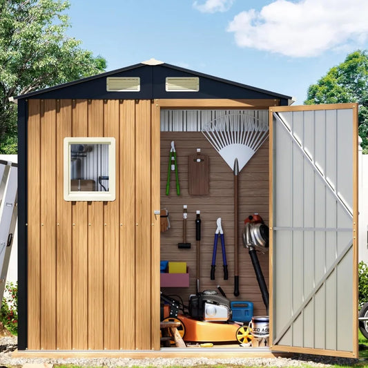 6X4FT Garden Storage Shed Lockable Durable Metal Tool Shed for Outdoors
