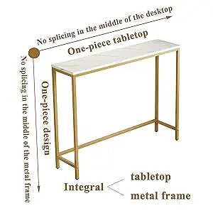 Console Table Entryway Faux Marble Double Layer Sofa Table Gold Frame