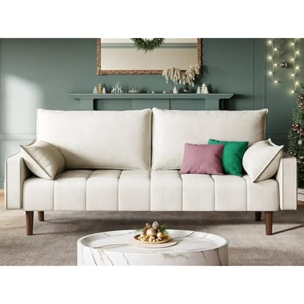 Ljustra 67" Loveseat Sofa Velvet Couch with Pillows & Storage