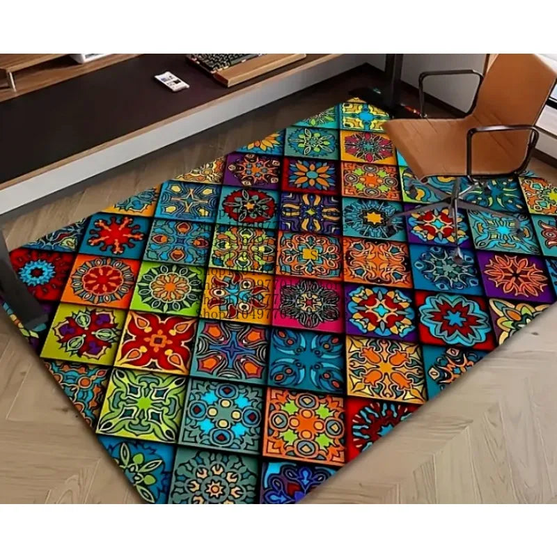 Personalized Geometric Mandala Area Rug for Living Room Bedroom Hallway