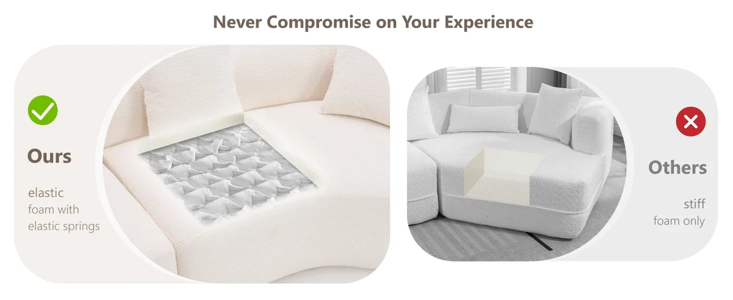 110" Curved Chenille Cloud Sofa Oversized 4-Seat Sectional Plush Cushions