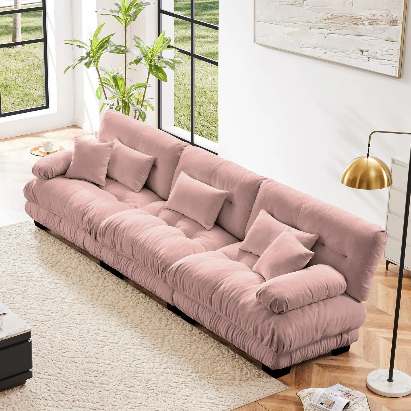 Premium 3 Seat Modular Sectional Sofa Deep Seat Chenille Couch