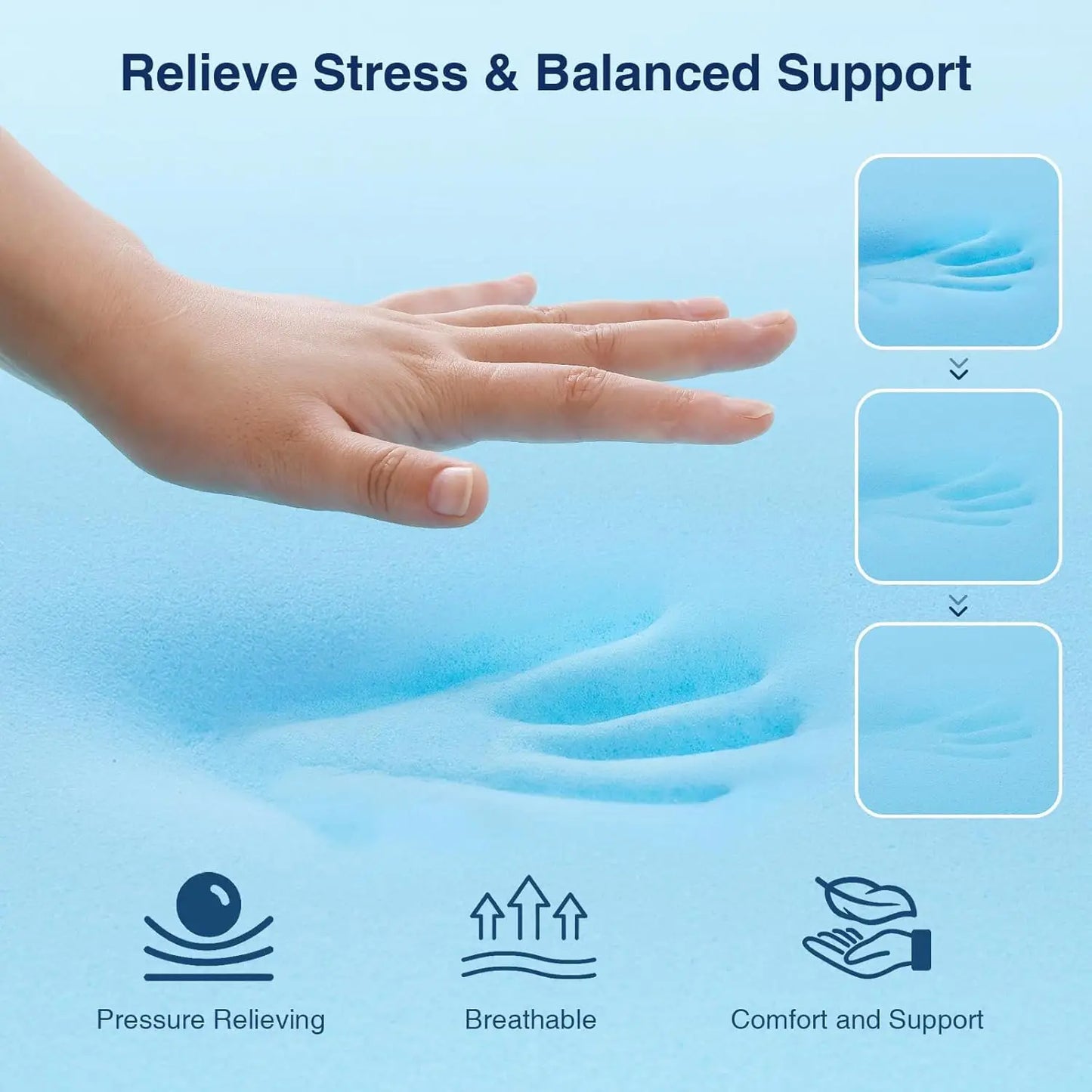 4 Inch Queen Size Memory Foam Mattress Topper Cooling Pillow Top Gel