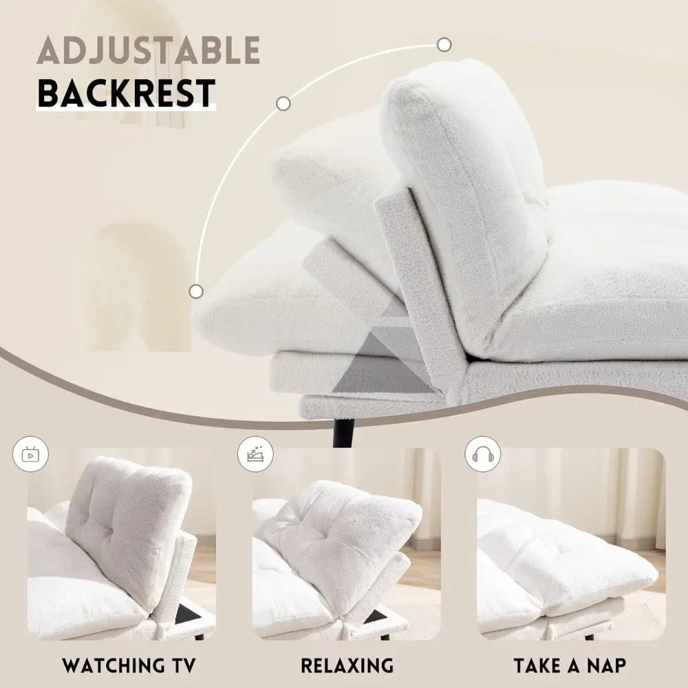 Ljustra Living Room Sofa Adjustable Backrest Convertible Sleeper Futon