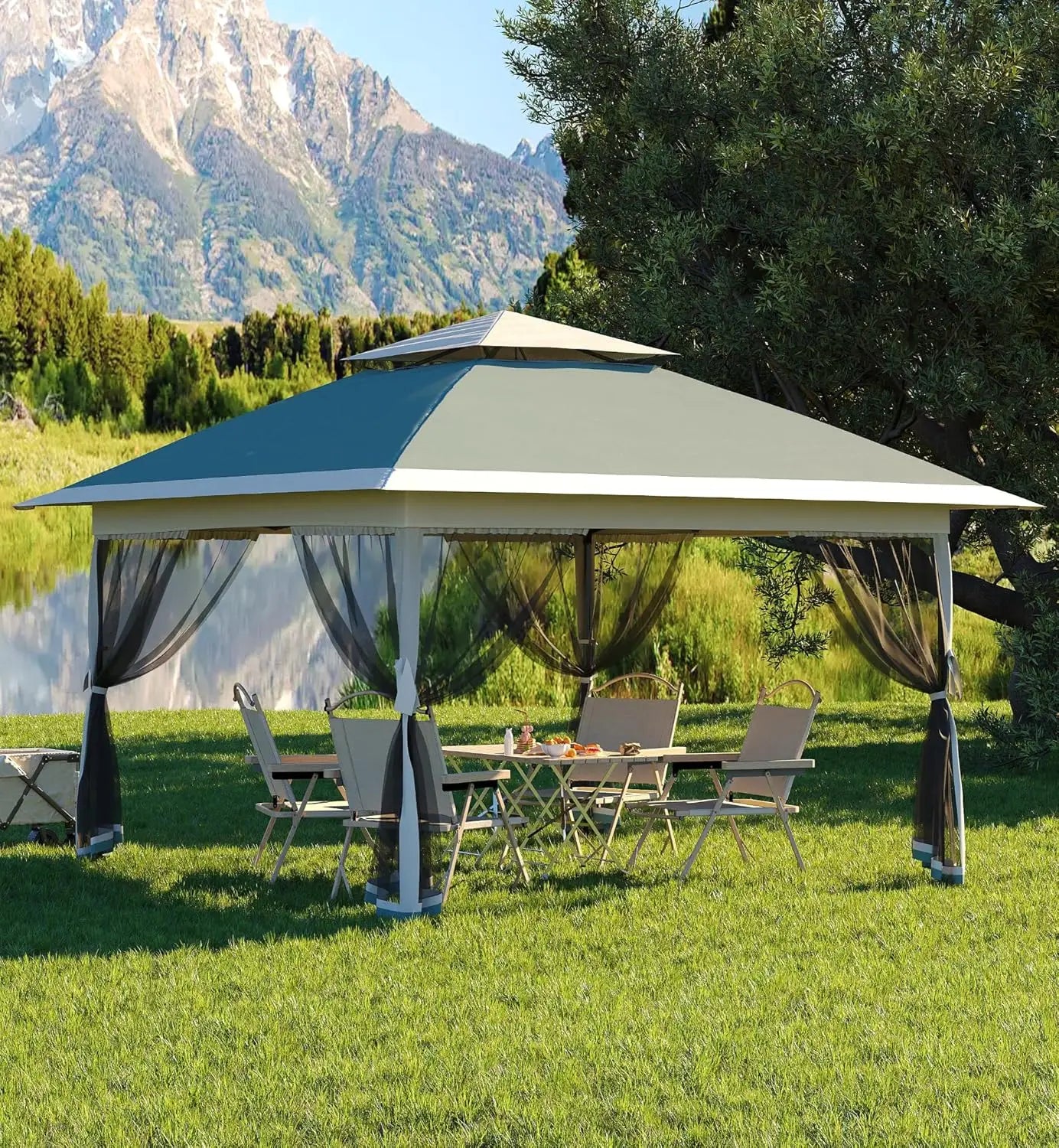 13x13FT Pop Up Gazebo Canopy Tent with Mosquito Netting for Outdoor Events
