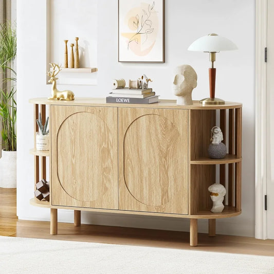 47 Inch Fluted Sideboard Buffet Cabinet Modern Storage Console Table