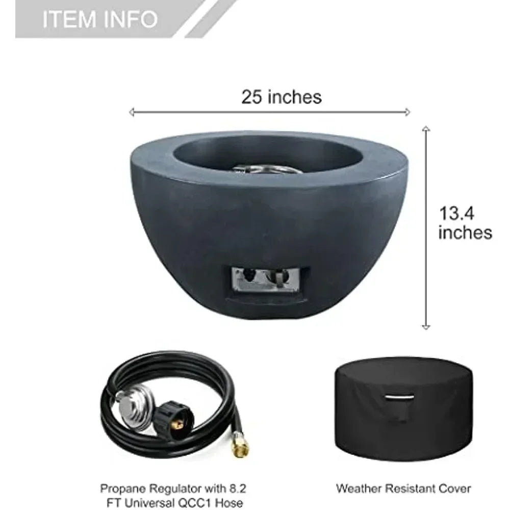 25 Inch Propane Fire Table 50000 BTU Concrete Fire Pit for Outdoor Use