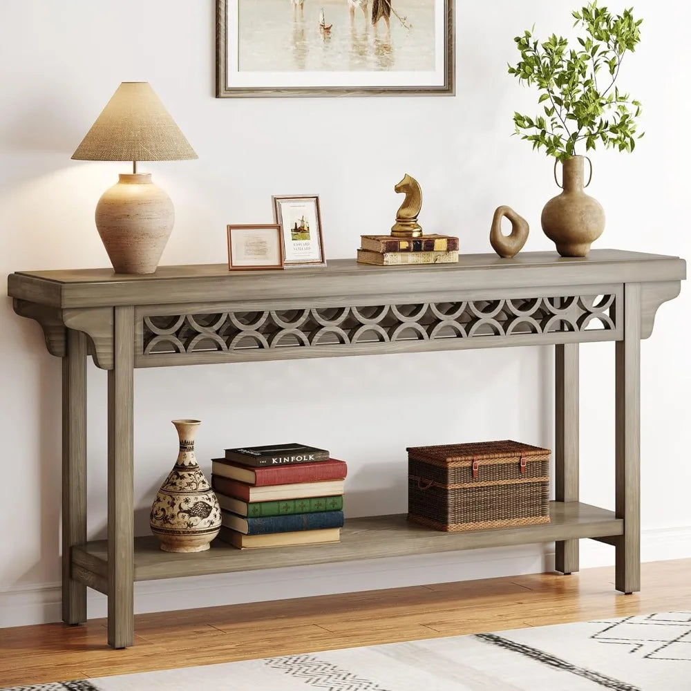 70.8 Inch Solid Wood Console Table Farmhouse Entryway Narrow Sofa Table