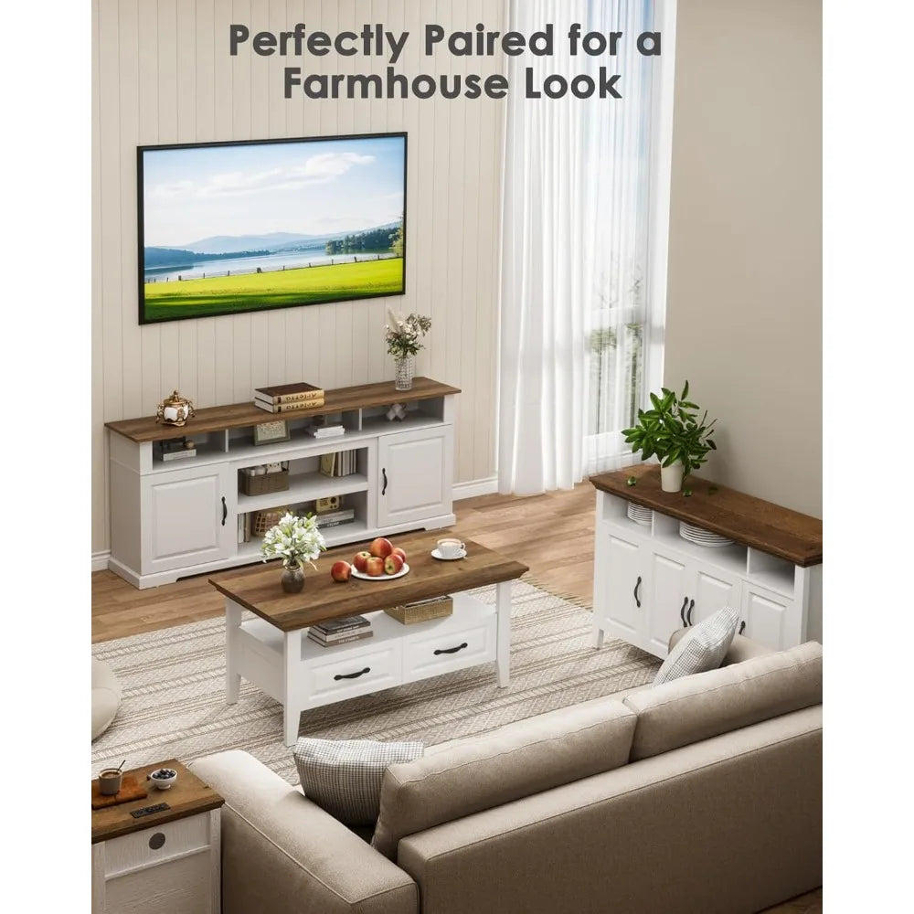 Coffee Table Storage Rustic Organizer 39.4" Modern Living Room Furniture