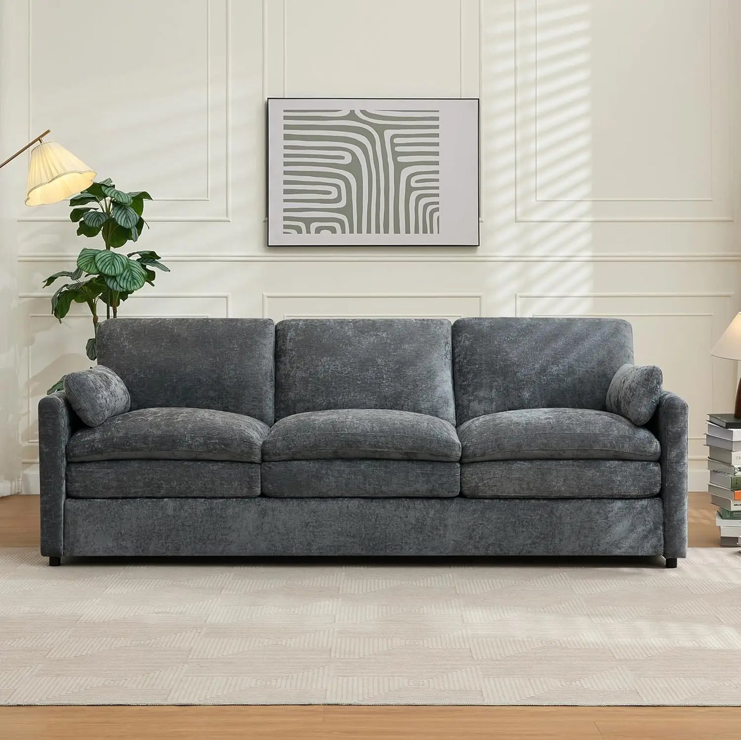 Modern 89 Inch Cloud Sofa Couch with Plush Foam Cushions and Pillows