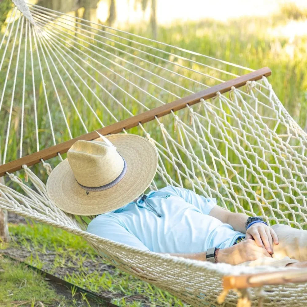 Ljustra Castaway Living 13ft Double Hand Woven Cotton Rope Hammock