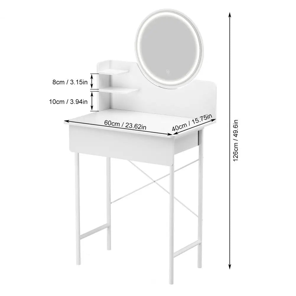Bedroom Makeup Vanity Desk with LED Mirror Storage Shelves