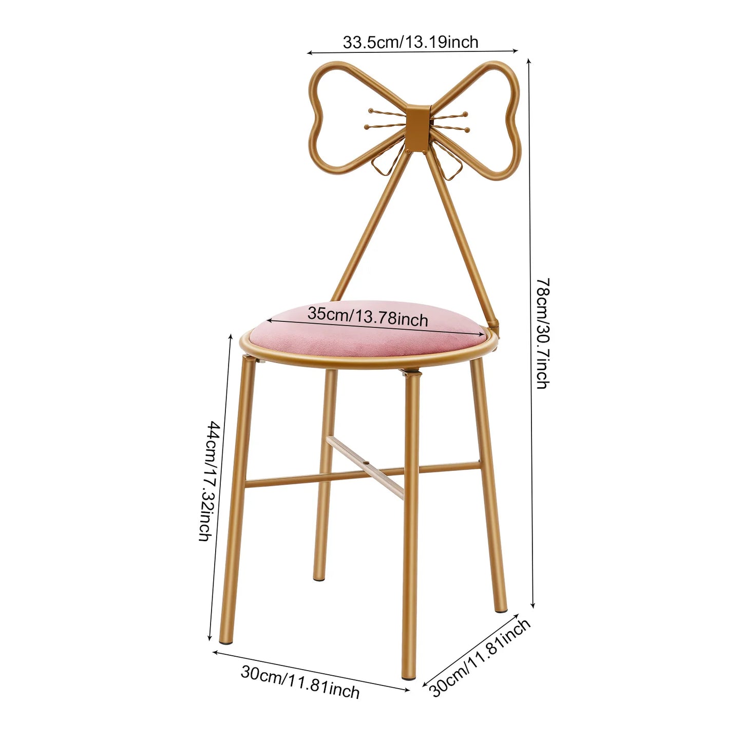 Butterfly Shaped Vanity Chair Makeup Stool Dining Chair with Backrest