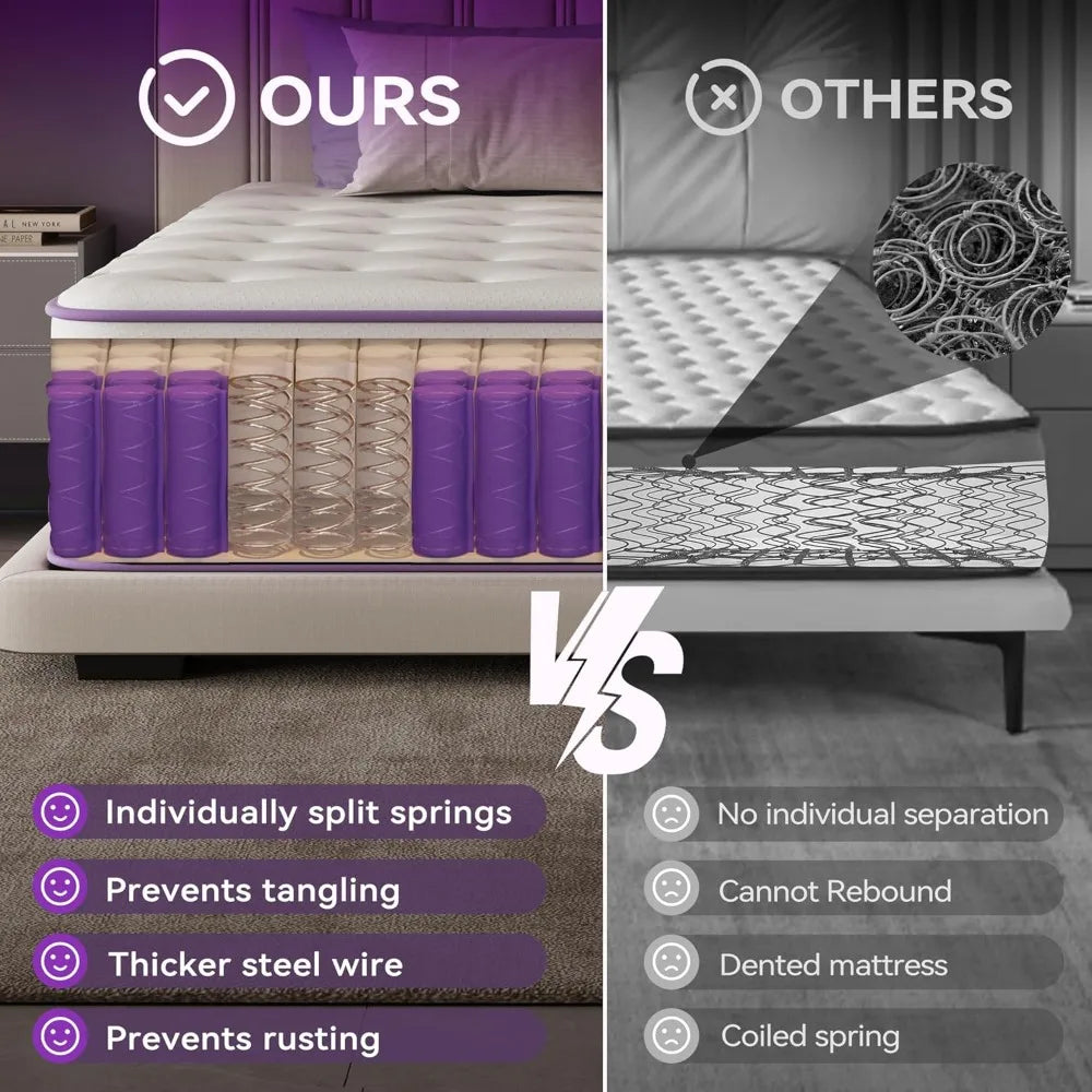 Ljustra 12 Inch Queen Size Hybrid Mattress CertiPUR-US Gel Memory Foam