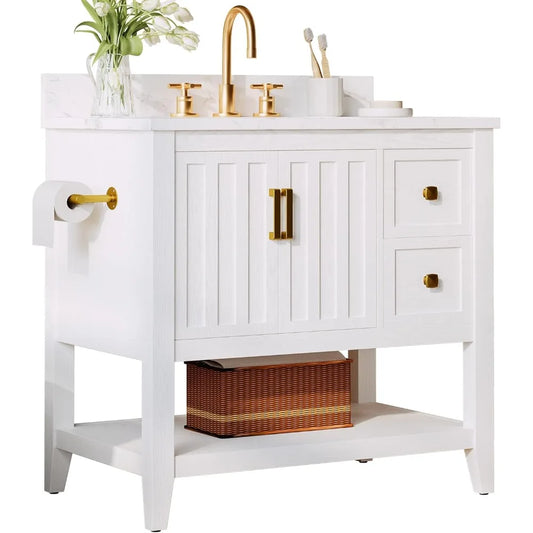 Modern Bathroom Vanity with Sink 30 Inch Storage Cabinet Easy Assembly