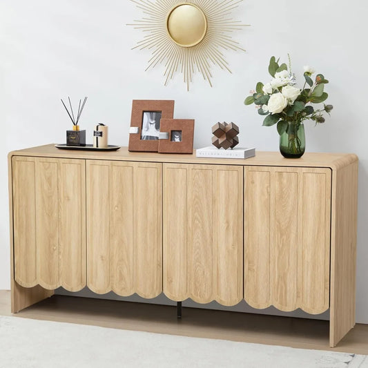 Sideboard Buffet Cabinet Modern Storage 4 Doors Adjustable Shelves