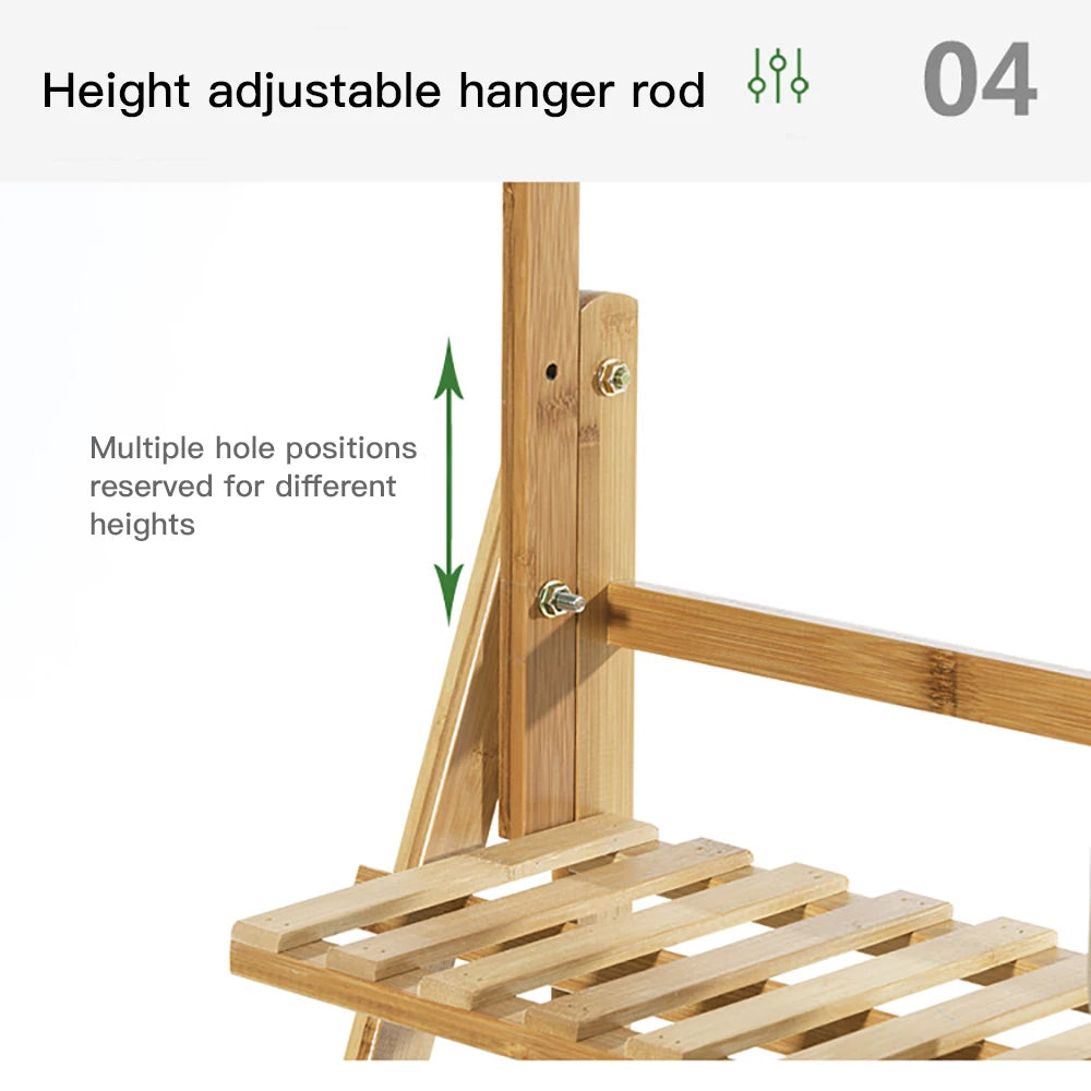3 Tier Folding Bamboo Plant Stand Indoor Outdoor Multi Use Rack