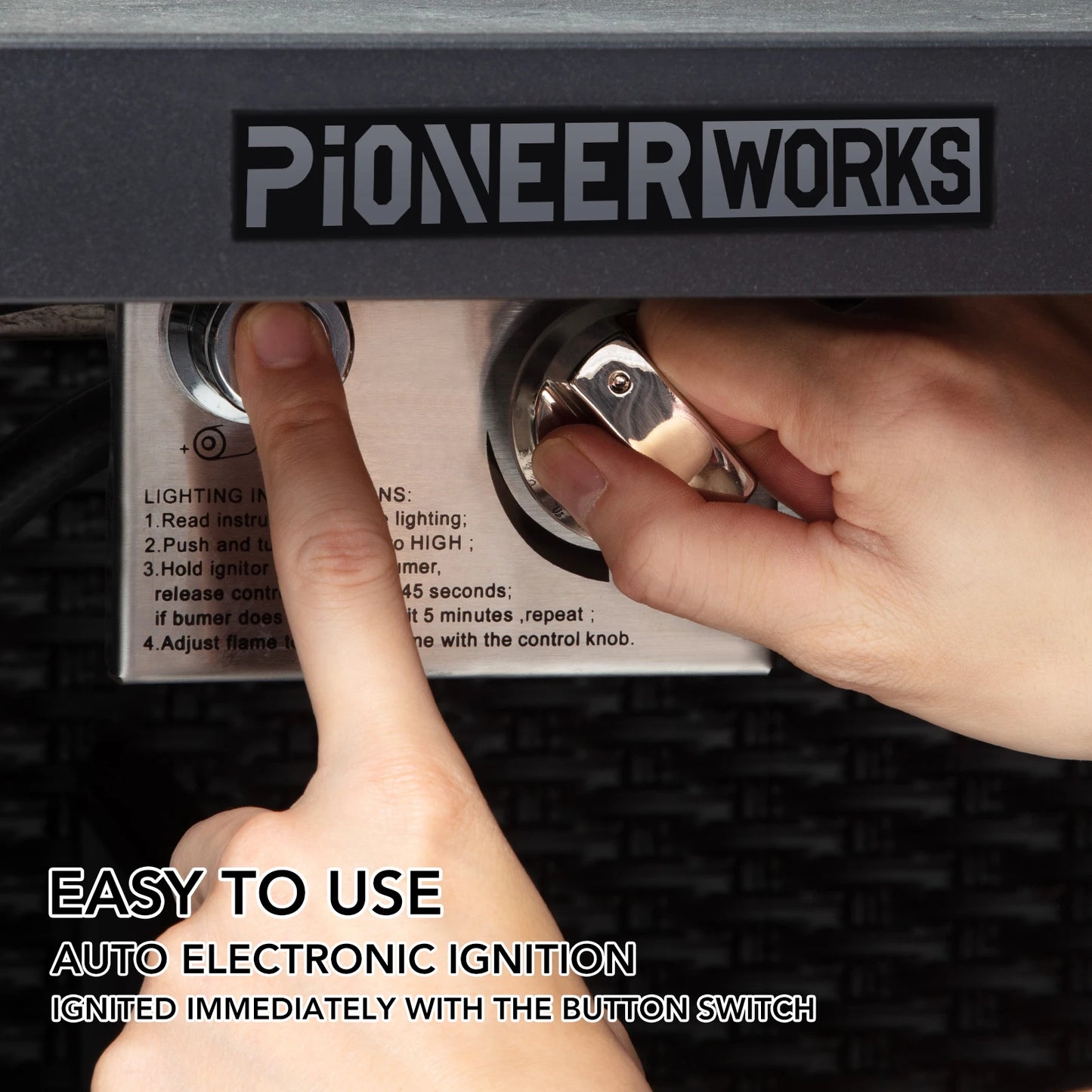 Ljustra 44 Inch Propane Fire Pit Table Rectangle 50000BTU Garden Patio